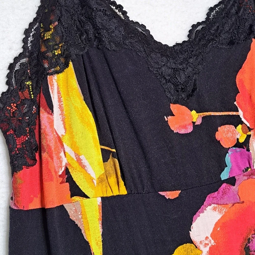 Lane Bryant Cami Womens 18 20 Black Floral Lace Trim V Neck Sleeveless Tank Top - Picture 13 of 13